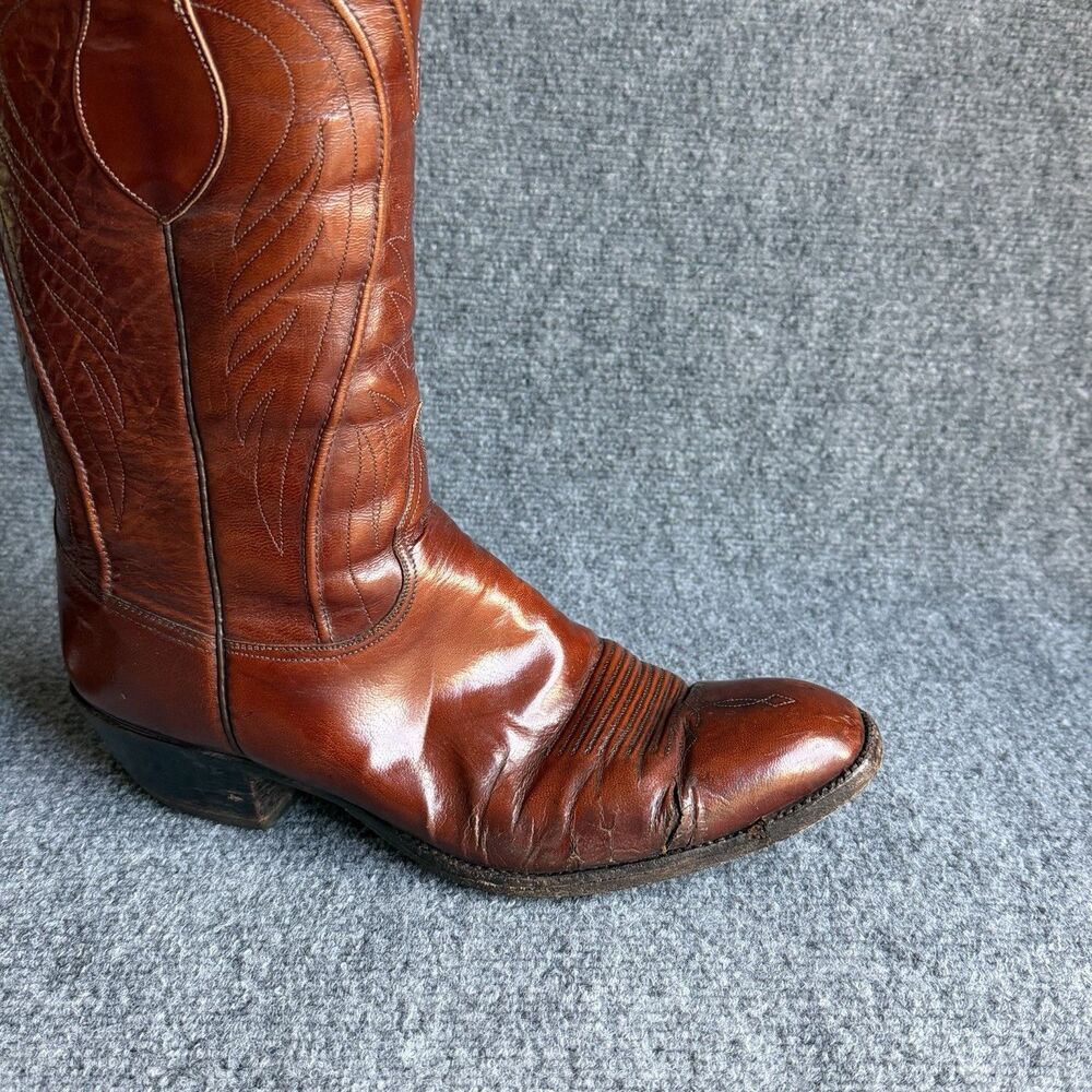 Vintage Lucchese L6609 Brown Leather Cowboy Western Boots Men’s 11 D USA - Picture 16 of 16